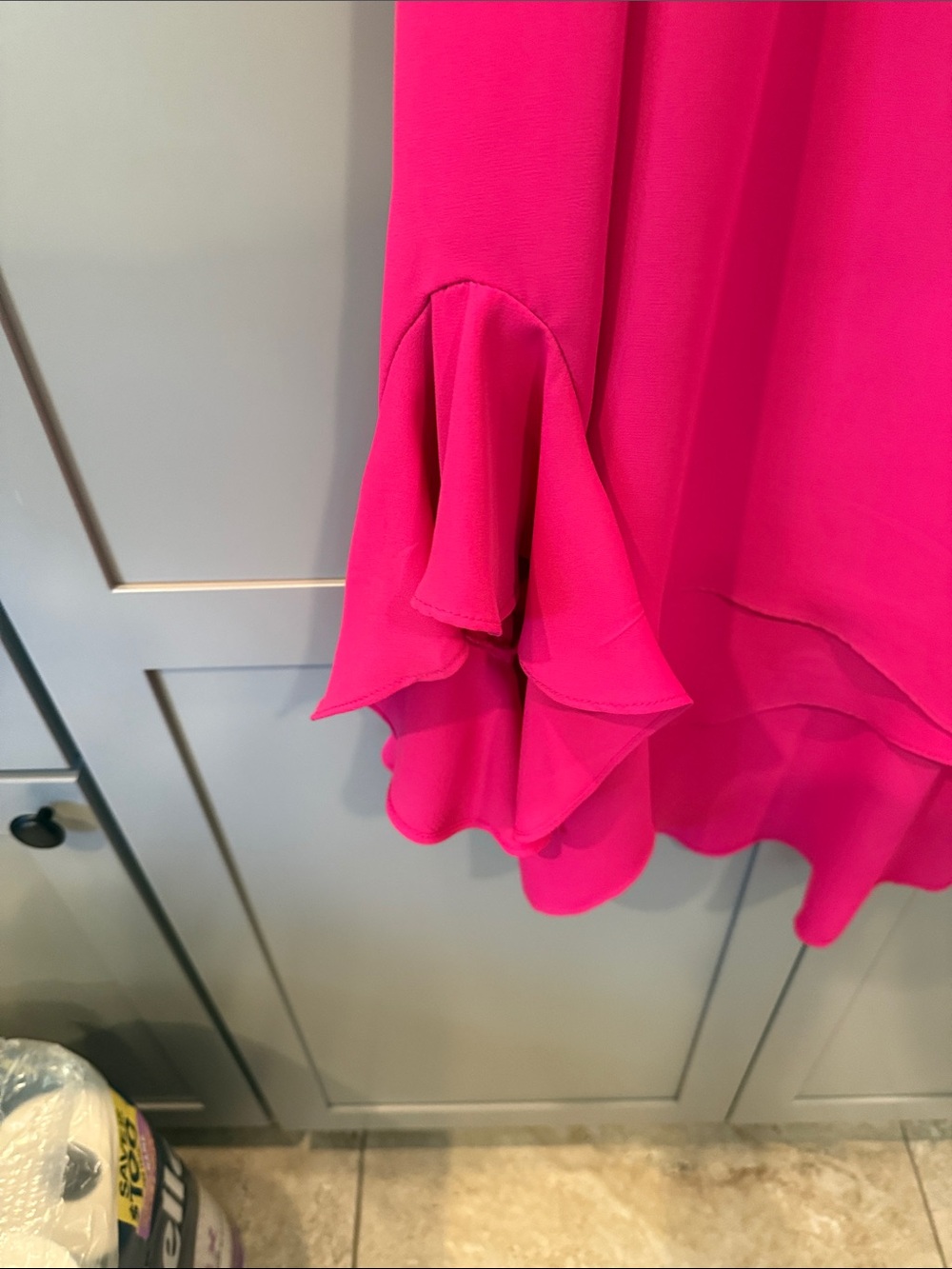 Vince Camuto Hot Pink V-Neck Ruffle Sleeve Blouse - Picture 2 of 4